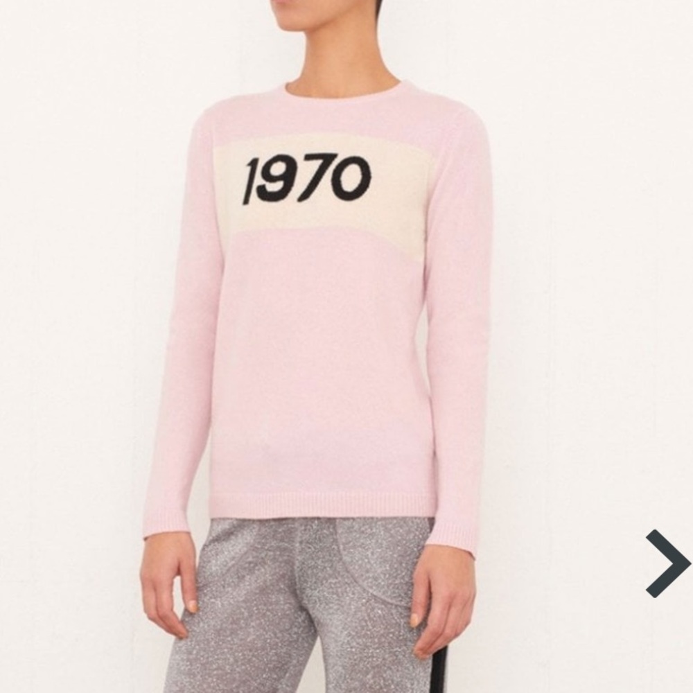 Bella Freud 1970 Pink Crew Neck cashmere Sweater